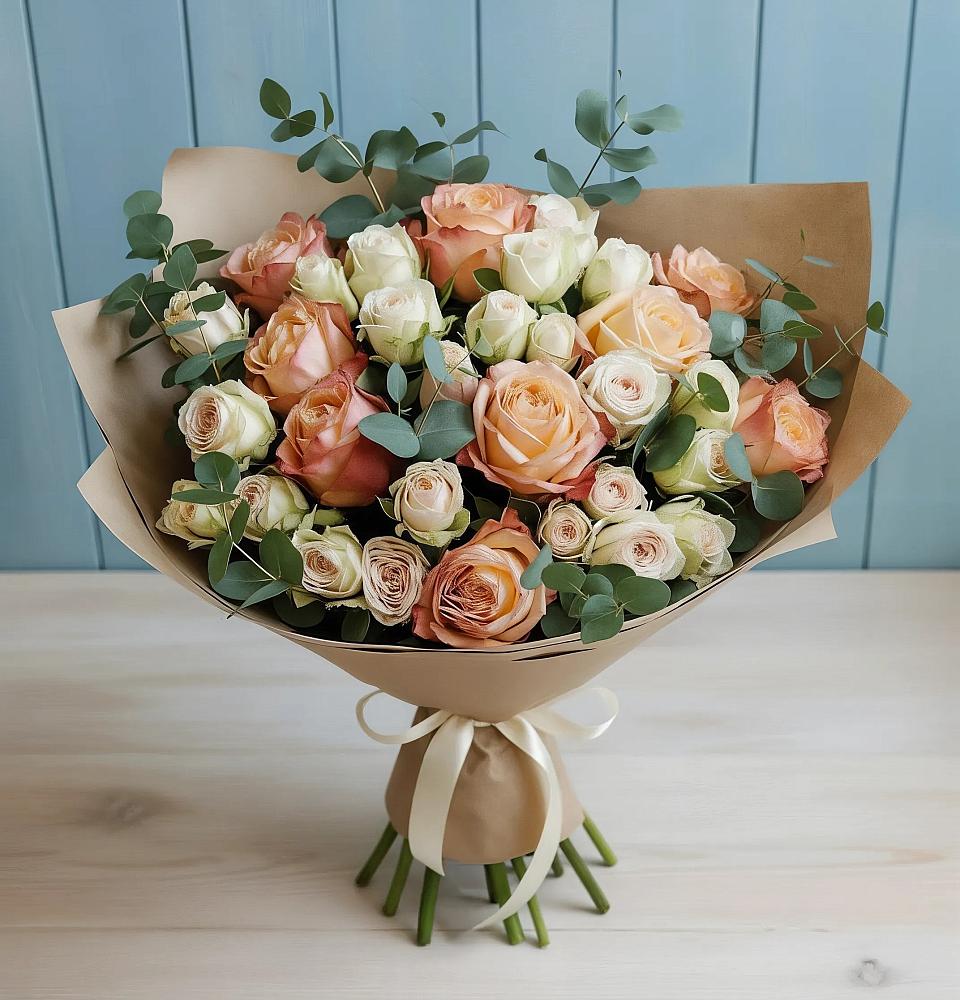 Букет цветов из: Альстромерии и Розы в Гальчино