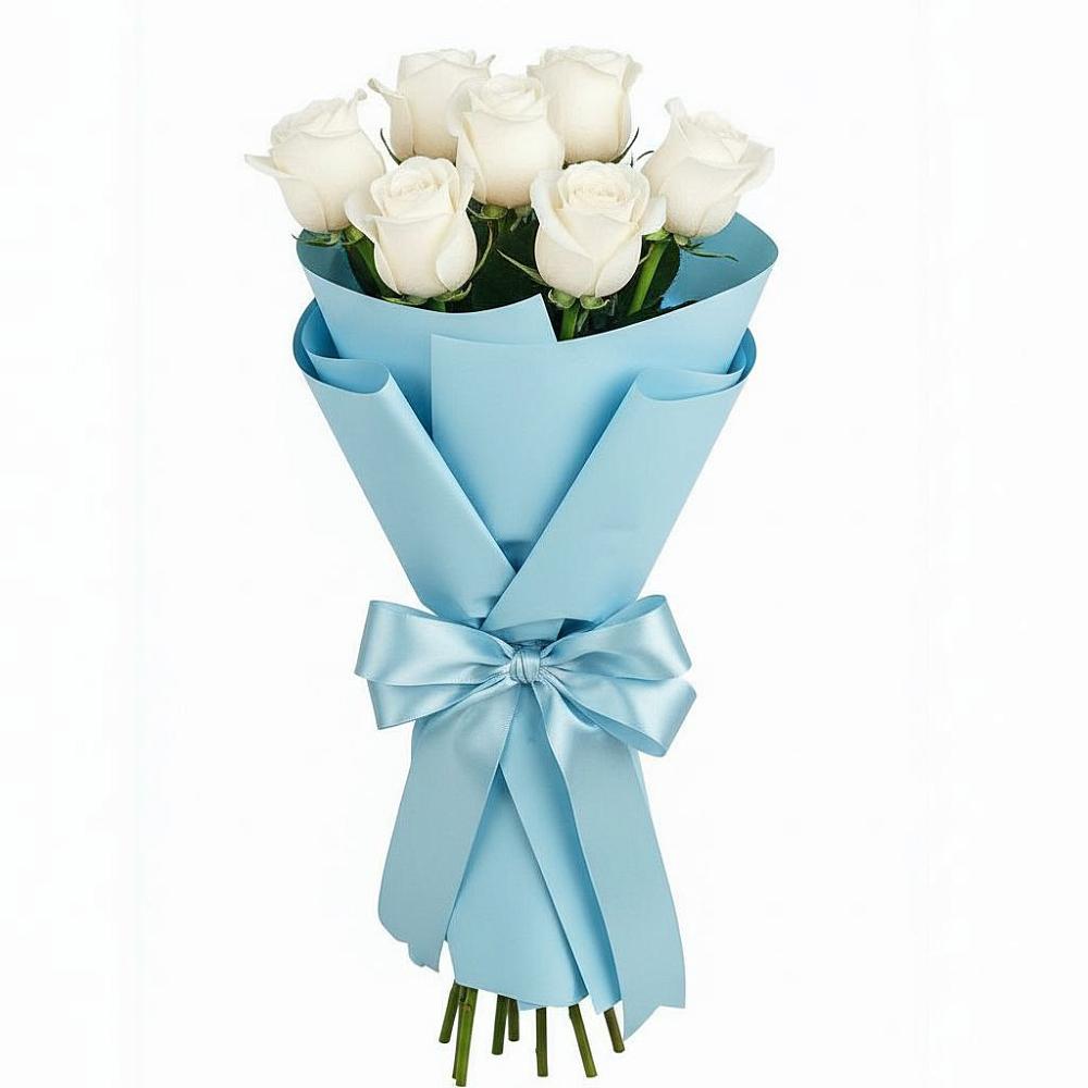 Букет 7 белых роз Проуд в Гальчино