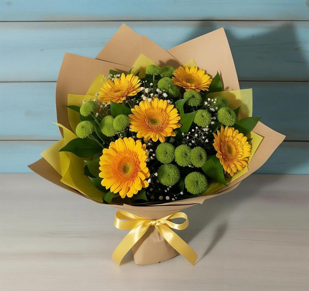 Букет цветов из: Герберы и Хризантемы в Гальчино