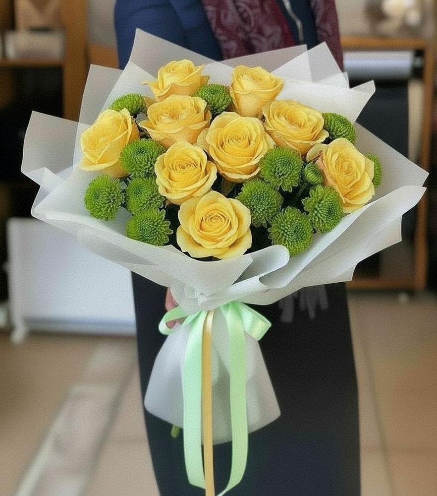 Букет цветов из: Хризантемы и Розы в Гальчино