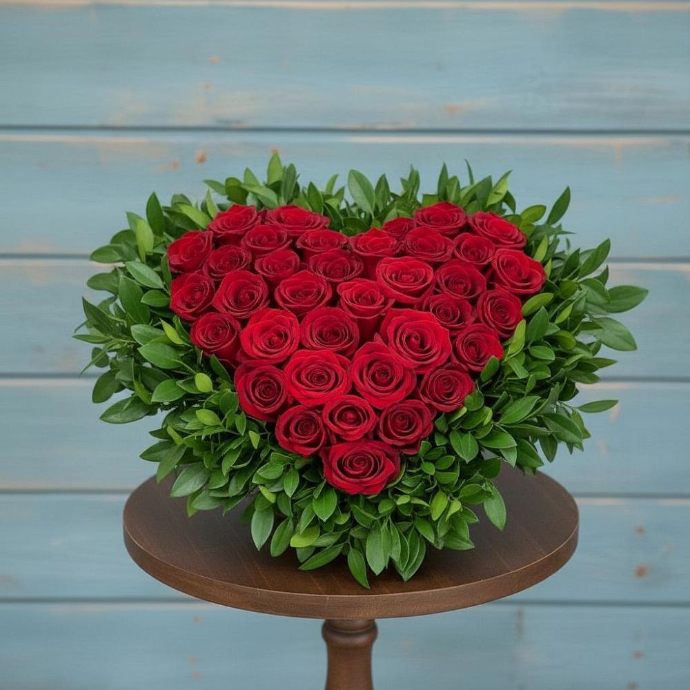 Цветочная композиция из Розы в виде сердца в Гальчино