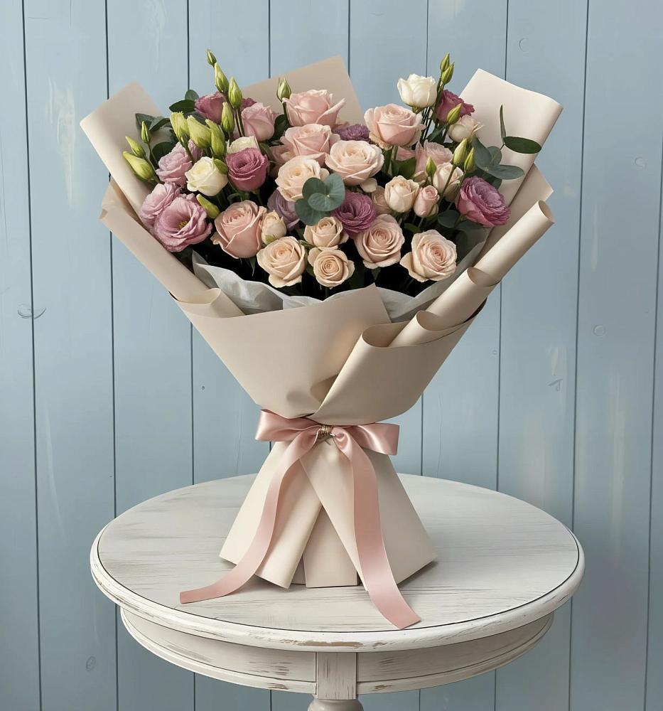 Букет цветов из: Розы и Лизиантусы в Гальчино