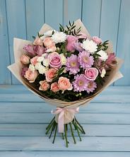 Букет цветов из:  Хризантемы, Розы и Альстромерии #REPLACE_PRED# Гальчино