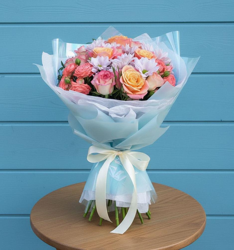 Букет цветов из: Хризантемы и Розы в Гальчино