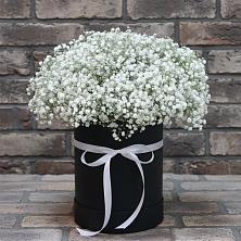 Цветочная композиция из Гипсофила в шляпной коробке в Гальчино